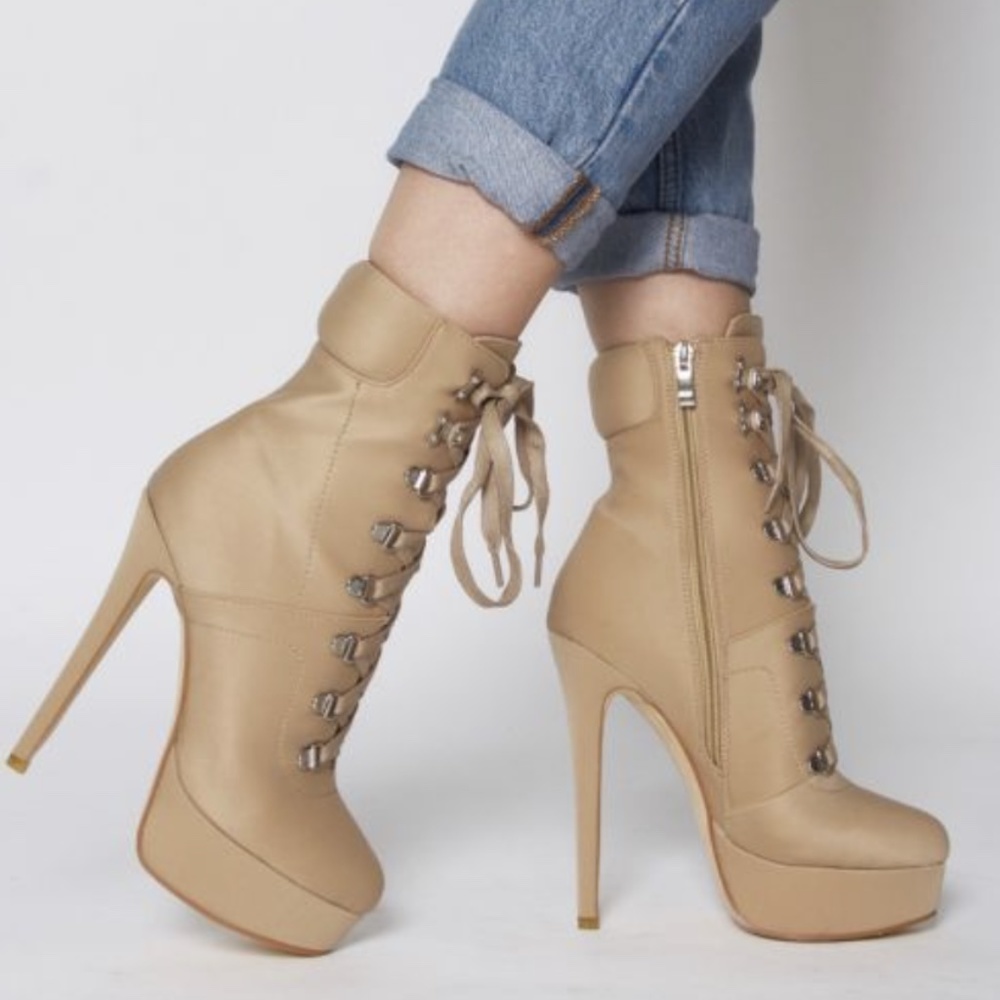 SiMMI of London SHOLA NUDE LYCRA PLATFORM LACE UP